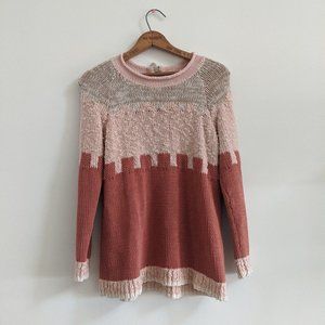 Anthropologie Pink and Cream Sweater